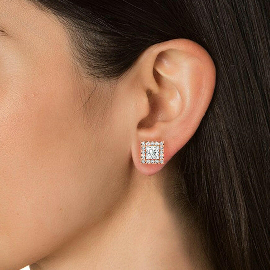 Buy 2.15Ct Princess Diamond Stud Earrings | Solitairekart